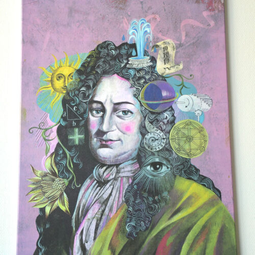 Künstlerisches gestaltetes Porträt von Gottfried Wilhelm Leibniz